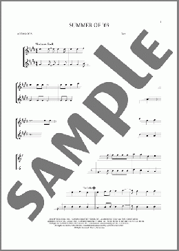 Summer Of '69(Bryan Adams) 楽譜 アルトサックス（ソロ） ダウンロード