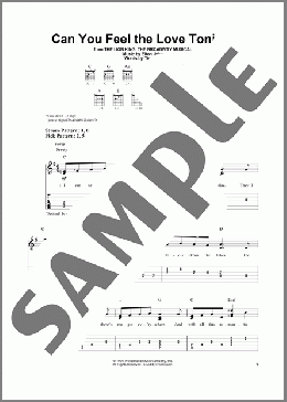 Can You Feel The Love Tonight (from The Lion King)(Elton John) 楽譜 ギター（ソロ） ダウンロード