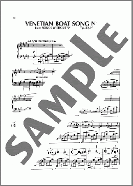 Venetian Boat Song, Op. 30, No. 6(Felix Mendelssohn) 楽譜 ピアノ（ソロ） ダウンロード