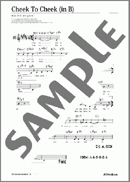 Cheek To Cheek (移調バージョン in B)(Irving Berlin) 楽譜 メロディ 中級 ダウンロード