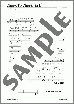Cheek To Cheek (移調バージョン in D)(Irving Berlin) 楽譜 メロディ 中級 ダウンロード