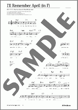 I'll Remember April (移調バージョン in F)(Don Raye/Gene de Paul/Pat Johnson) 楽譜 メロディ 中級 ダウンロード