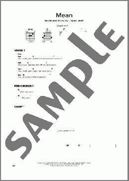 Mean(Taylor Swift) 楽譜 その他 ダウンロード