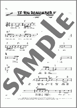 If You Remember Me (High Voice)(Marvin Hamlisch/Carole Bayer Sager) 楽譜 その他 ダウンロード