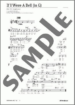 If I Were A Bell (移調バージョン in G)(Frank Loesser) 楽譜 メロディ 中級 ダウンロード