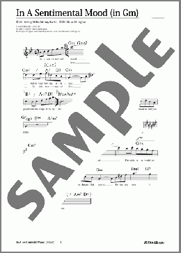 In A Sentimental Mood (移調バージョン in Gm)(Duke Ellington) 楽譜 メロディ 中級 ダウンロード
