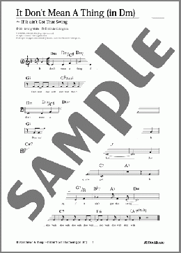 It Don't Mean A Thing ～If it ain't Got That Swing (移調バージョン in Dm)(Duke Ellington) 楽譜 メロディ 中級 ダウンロード