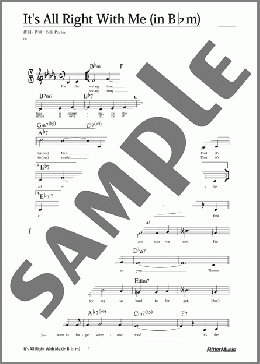 It's All Right With Me (移調バージョン in B♭m)(Cole Porter) 楽譜 メロディ 中級 ダウンロード