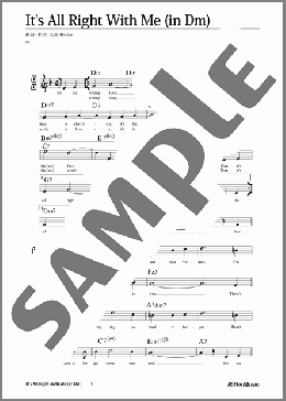 It's All Right With Me (in Dm / 原曲キー)(Cole Porter) 楽譜 メロディ 中級 ダウンロード