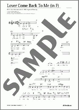 Lover Come Back To Me (移調バージョン in F)(Sigmund Romberg) 楽譜 メロディ 中級 ダウンロード