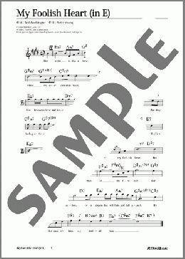 My Foolish Heart (移調バージョン in E)(Victor Young) 楽譜 メロディ 中級 ダウンロード