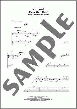Vincent (Starry Starry Night) (arr. David Jaggs)(Don McLean) 楽譜 ギター（その他） ダウンロード