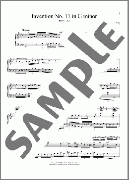Invention No. 11 In G Minor, BWV 782(Johann Sebastian Bach) 楽譜 ピアノ（ソロ） ダウンロード