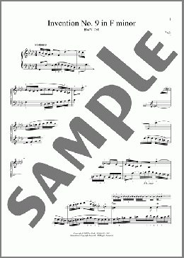 Invention No. 9 In F Minor, BWV 780(Johann Sebastian Bach) 楽譜 ピアノ（ソロ） ダウンロード