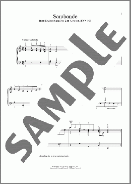 Sarabande, BWV 807(Johann Sebastian Bach) 楽譜 ピアノ（ソロ） ダウンロード