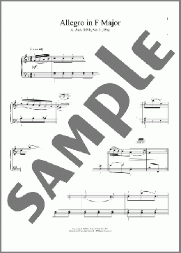 Allegro in F Major, K. Anh. 109, No. 1 (15a)(Wolfgang Amadeus Mozart) 楽譜 ピアノ（ソロ） ダウンロード
