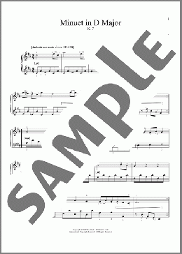 Minuet In D, K. 7(Wolfgang Amadeus Mozart) 楽譜 ピアノ（ソロ） ダウンロード
