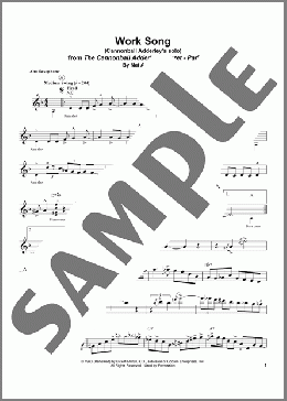 Work Song(Cannonball Adderley) 楽譜 アルトサックス（ソロ） ダウンロード