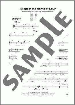 Stop! In The Name Of Love(The Supremes) 楽譜 メロディ ダウンロード