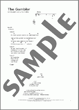 The Gambler(Kenny Rogers) 楽譜 ギター（コード） ダウンロード