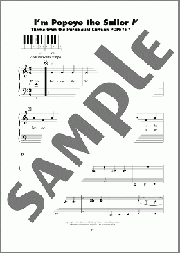 I'm Popeye The Sailor Man(Sammy Lerner) 楽譜 ピアノ（ソロ） ダウンロード