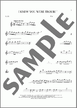 I Knew You Were Trouble(Taylor Swift) 楽譜 フルート ダウンロード