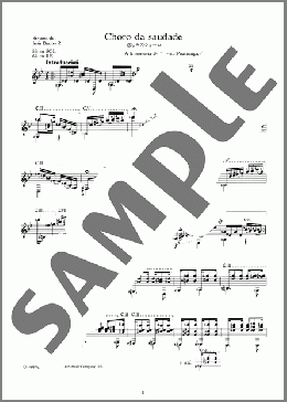 悲しみのショーロ ＜Choro da Saudade＞(Agustin Barrios-Mangore) 楽譜 ギター（ソロ） 上級 ダウンロード