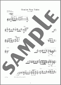 すべての祈り ＜Oracion Para Todos＞(Agustin Barrios-Mangore) 楽譜 ギター（ソロ） 上級 ダウンロード