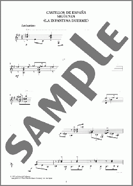 組曲〈スペインの城〉「シグエンサ(王女は眠る)」 ＜Siguenza (La Infantina Duerme)＞(Federico Moreno-Torroba) 楽譜 ギター（ソロ） 上級 ダウンロード