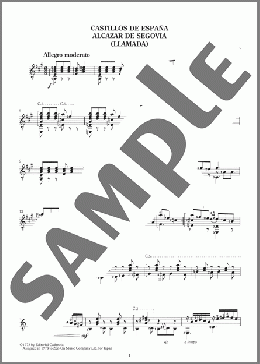 組曲〈スペインの城〉「セゴヴィアの王城(召集)」 ＜Alcazar de Segovia (Llamada)＞(Federico Moreno-Torroba) 楽譜 ギター（ソロ） 上級 ダウンロード