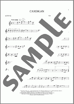 cardigan(Taylor Swift) 楽譜 アルトサックス（ソロ） ダウンロード