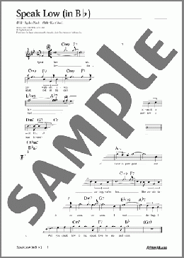 Speak Low (移調バージョン in B♭)(Kurt Weill) 楽譜 メロディ 中級 ダウンロード