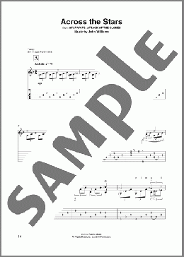Across The Stars (from Star Wars: Attack Of The Clones) (arr. David Jaggs)(John Williams) 楽譜 ギター（その他） ダウンロード