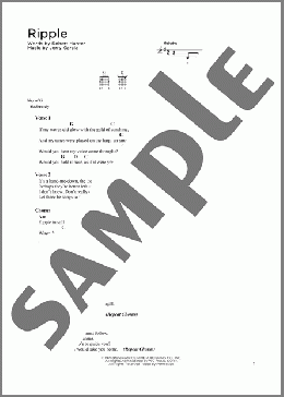 Ripple(Grateful Dead) 楽譜 ギター（コード） ダウンロード