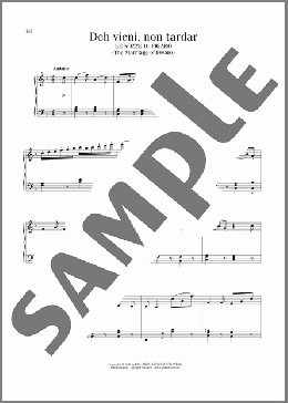 Deh Vieni, Non Tardar (The Marriage Of Figaro)(Wolfgang Amadeus Mozart) 楽譜 ピアノ（ソロ） ダウンロード