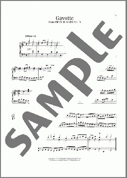 Gavotte(Johann Sebastian Bach) 楽譜 ピアノ（ソロ） ダウンロード