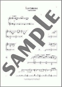 Lacrymosa(Wolfgang Amadeus Mozart) 楽譜 ピアノ（ソロ） ダウンロード
