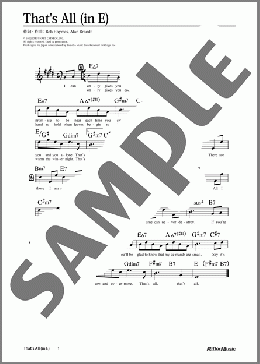 That's All (移調バージョン in E)(Bob Haymes/Alan Brandt) 楽譜 メロディ 中級 ダウンロード