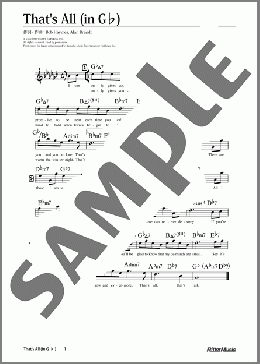 That's All (移調バージョン in G♭)(Bob Haymes/Alan Brandt) 楽譜 メロディ 中級 ダウンロード