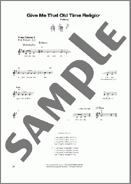 Give Me That Old Time Religion(Traditional) 楽譜 メロディ ダウンロード