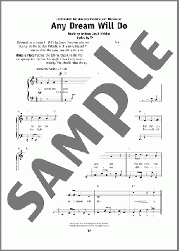 Any Dream Will Do (from Joseph And The Amazing Technicolor Dreamcoat)(Andrew Lloyd Webber) 楽譜 その他 ダウンロード