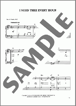 I Need Thee Every Hour(Robert Lowry) 楽譜 ピアノ（ソロ） ダウンロード