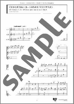 2本または3本のフルートのための12のソナタより(Johann Mattheson) 楽譜 アンサンブル（フルスコア） ダウンロード