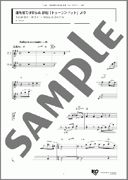 誰も寝てはならぬ 歌劇「トゥーランドット」より(G. Puccini) 楽譜 アンサンブル（フルスコア） ダウンロード