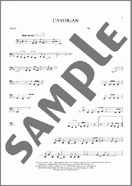 cardigan(Taylor Swift) 楽譜 チェロ ダウンロード