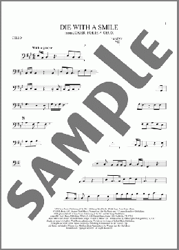 Die With A Smile(Bruno Mars And Lady Gaga) 楽譜 チェロ ダウンロード