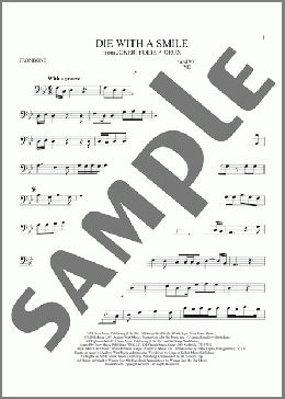 Die With A Smile(Bruno Mars And Lady Gaga) 楽譜 トロンボーン（ソロ） ダウンロード