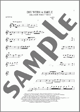 Die With A Smile(Bruno Mars And Lady Gaga) 楽譜 アルトサックス（ソロ） ダウンロード