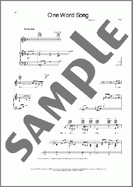 One Word Song(Randy Travis) 楽譜 ピアノ & ボーカル & ギター ダウンロード