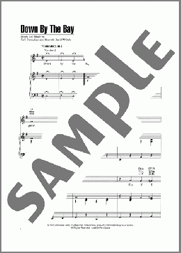 Down By The Bay（Raffi Cavoukian）のピアノ & ボーカル & ギター楽譜のサンプル画像